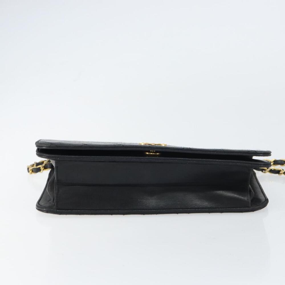 CHANEL Matelasse Chain Shoulder Bag Lamb Skin Black Gold CC Auth bs31513 - Picture 5 of 16